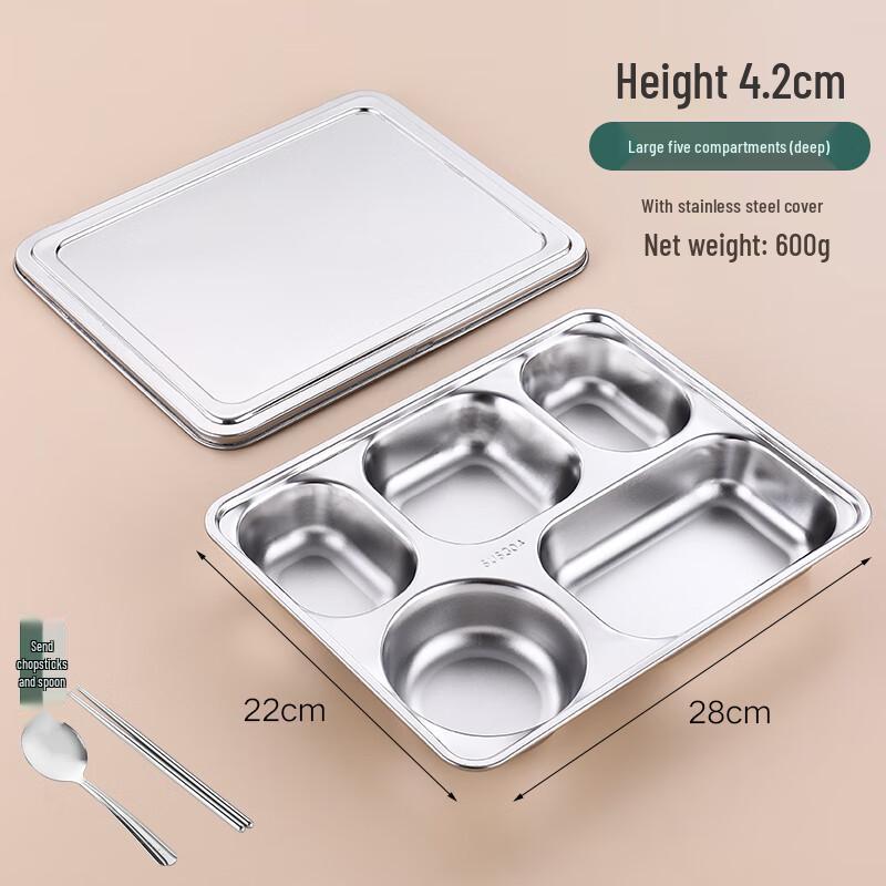 304 Stainless Steel Adult Four-Compartment Food Tray