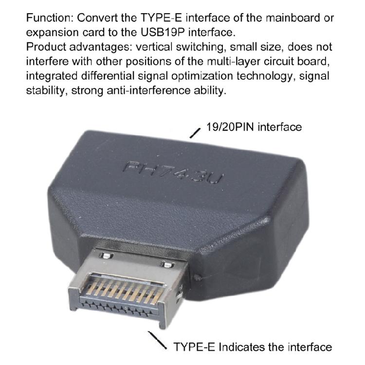 USB 3.0 19Pin 20Pin auf USB C Header Adapter, Vertikaler TypE Konverter für Motherboards