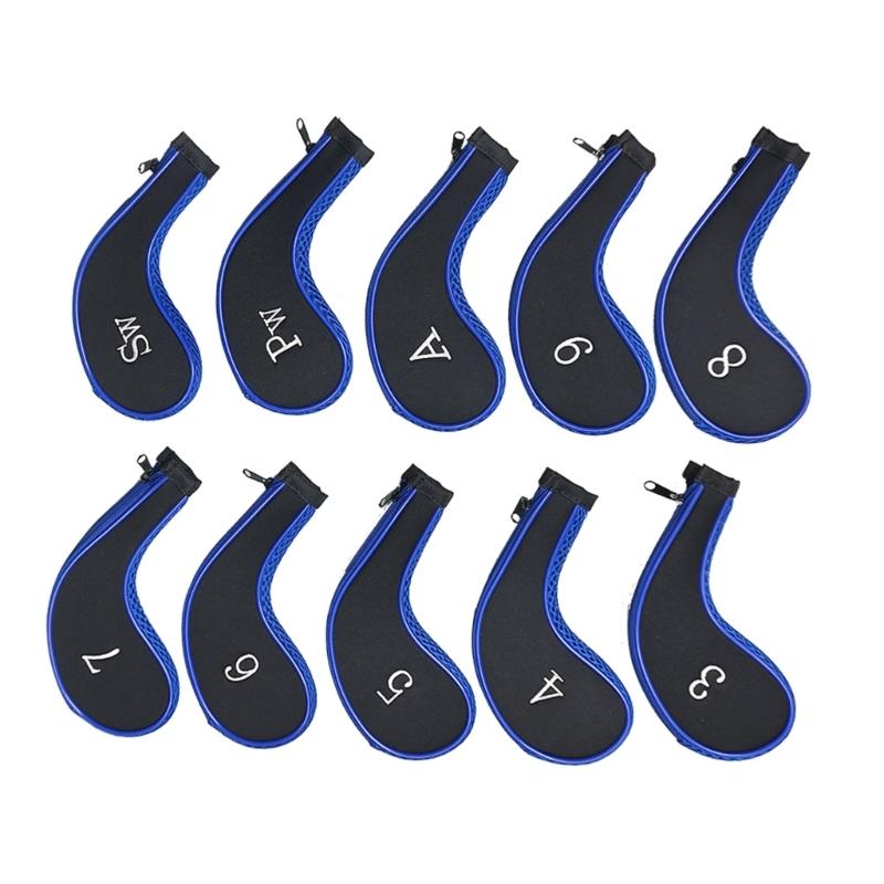 10Pcs Mesh Fabric Golf Head Cover Golfs Club Head Golf Wedges Cover with Number