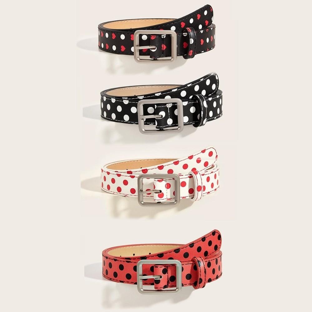 Fashion Vintage Polk Dot Women Belts Y2K Girls Pin Buckle Belt Waistband Jeans Belts PU Leather Waist Strap Gift