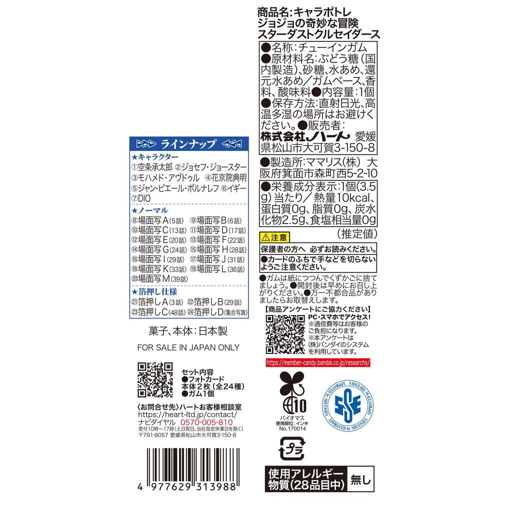 Heart Character Portrait Bizarre Adventure S Banana Flavored Toy Set of JoJo's Gum/Candy [Box 10]