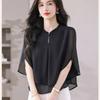 New Loose and Versatile Tops Stylish Fungus Collar Chiffon Shirts Fashionable Tops
