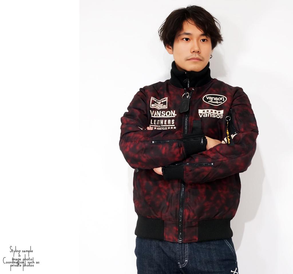 Fliegendes Emblem Stickerei Füllung Fliegerjacke Oberbekleidung Modell Rote Krawatte [Banson] MA-1 Herren nvjk-2402 (JP, Alphabet, L, Farbstoff)