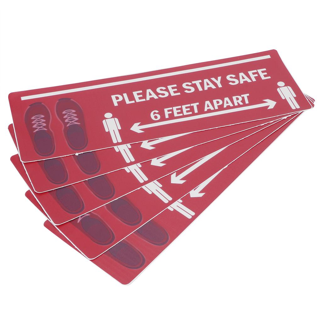 2Set Floor Sticker Safety Distance Sign Marker Warning Decal for Store Hospital SchoolB006