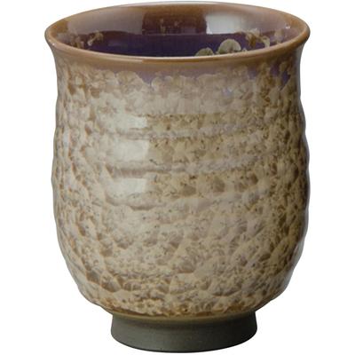 Kyoto-yaki Kiyomizu-yaki Teacup, Small, Approx. 8cm, Flower Crystal Design, Gray-Brown, Made In Japan, KTA554-02