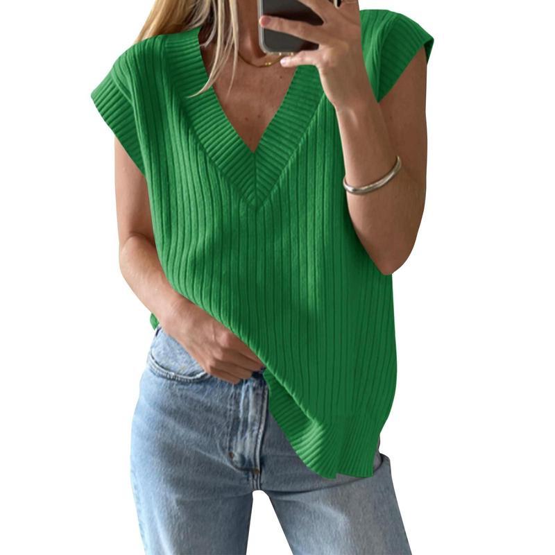 Ladies' V-neck Casual Knit Vest Top