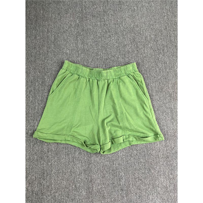 Export Old Beauty Original Single Cotton Small Terry Side Pocket Bright Color Series Women Home Sports Elastic Shorts Comfortable