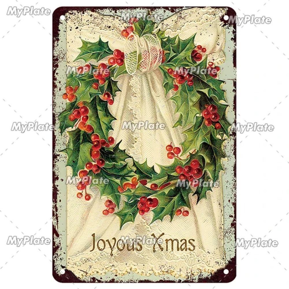 Vintage Christmas Metal Tin Sign Home Festive Wall Decor