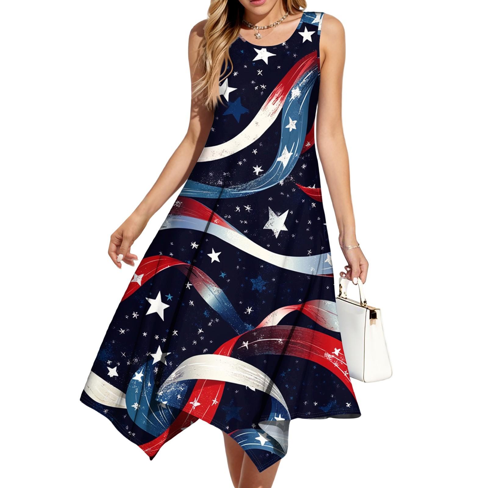 

Женское повседневное модное платье миди без рукавов с круглым вырезом и нерегулярным подолом XXL