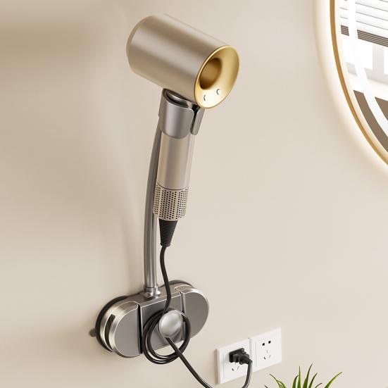 Universal Hair Dryer Holder 360 Degree Rotating Hands-Free Adjustable Suction Cup Wall Mount