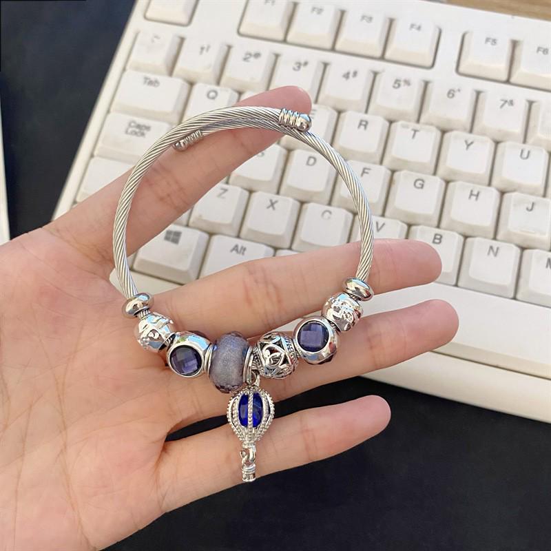 Panjia Dora Women's Stainless Steel Beaded Bracelet - European American Versatile Luxury Jewelry