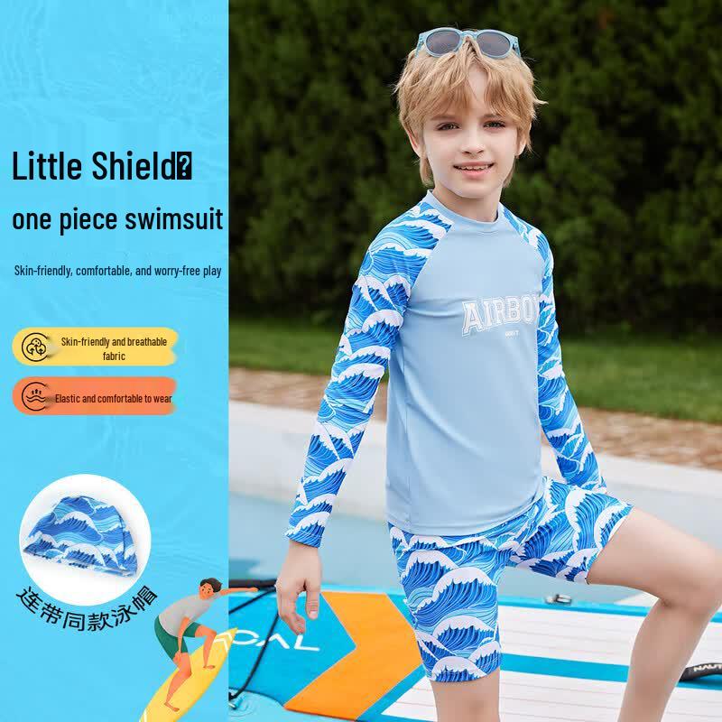 ABC KIDS Boy s Two-Piece Swimsuit & Cap Set 130