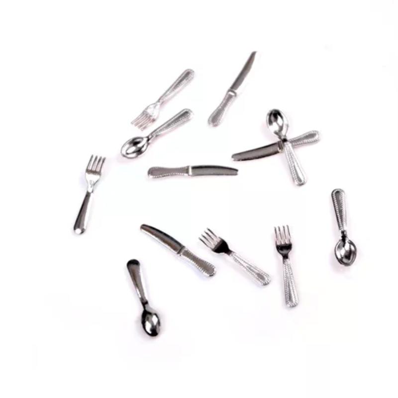 12pcs Mini Dollhouse Miniature Scene Model Doll House Accessories Knife And Fork