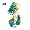 Creative Gifts for Home Beautification Mountain Forest Waterfall Scenery Wall Sticker, PVC Waterproof Mural, Peel And Stick Art Stickers Decor Bedroom