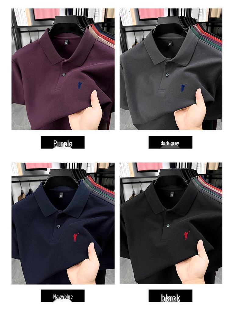 Men's Summer 2025 Embroidered Pony Logo Pure Cotton Polo Shirt