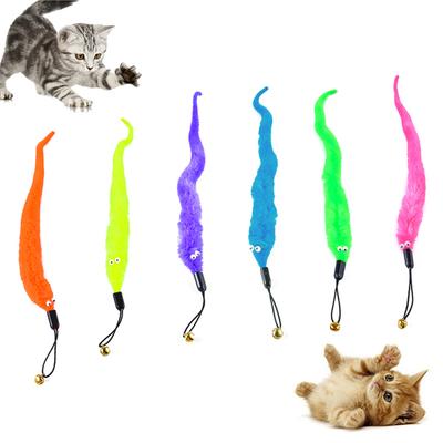 Pet Cat Kitten Retractable Teaser Wand Bell Worm Replacement Head Scratch Toy