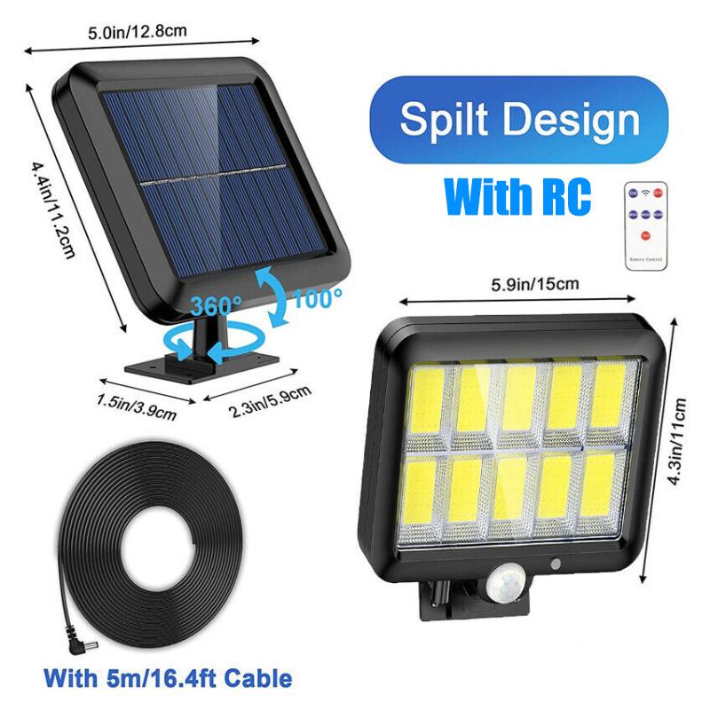 160/120/100COB Solar Sensor Split Wall Lamp 3 Mode Waterproof Motion Garden Street Lights Security Solar Lamp Garden Light