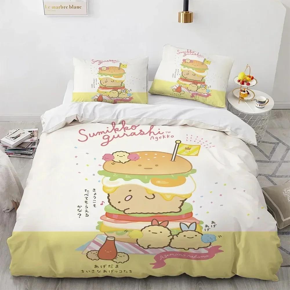 Anime Kawaii Cartoon Sumikko Gurashi Bedding Set Duvet Cover Sheet Printed Pillowcase Bed Full Queen King Size Comforter Bedroom