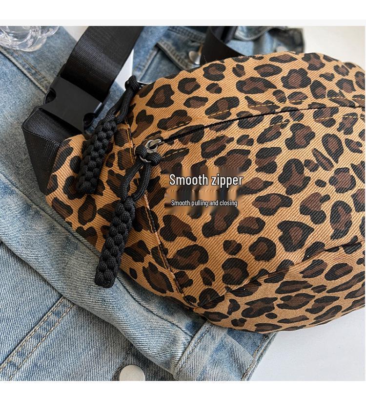 Leopard Print Large Capacity Canvas Crossbody Dumpling Bag - Casual Summer Shoulder Bag.