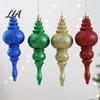 Festival Tree Pendant Set 6 Pcs Finial Drop Christmas Ornament, Glitter Shatterproof Plastic DIY Holiday Party Supplies Decoration for Hanging