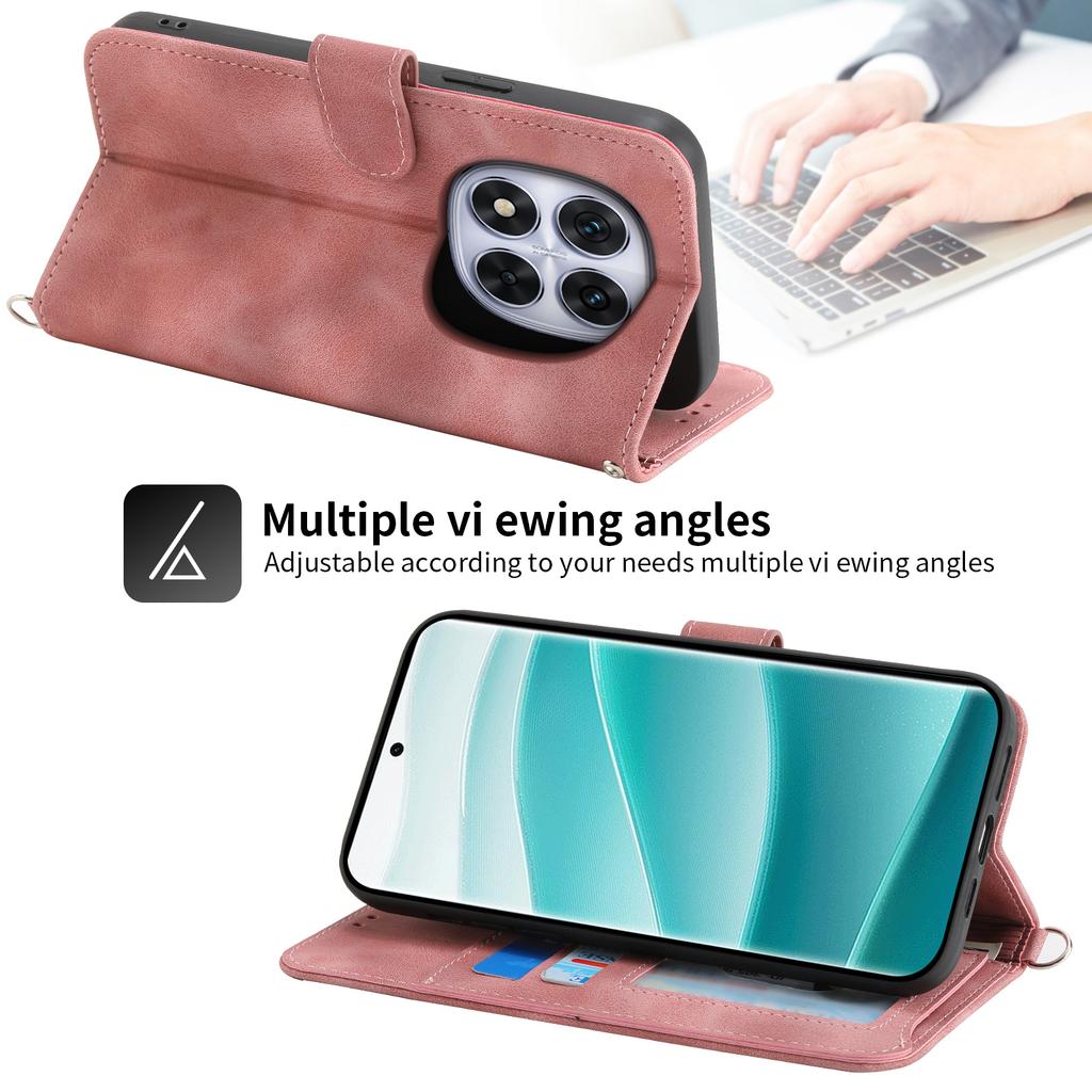 For Xiaomi Poco M8 Pro 5G/Redmi Note 15 Pro+ 5G (Global) Case Flower Pattern PU Leather Wallet Phone Cover with Strap