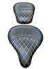 Fits For Royal Enfield Front And Rear Black & White Seat - Diamond Style Thread