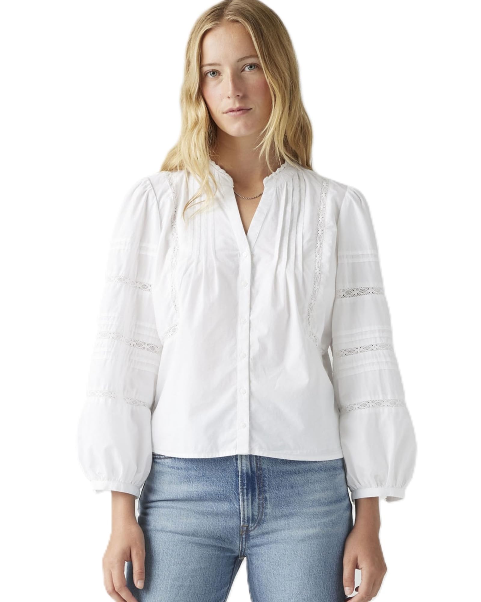Levi s MANDY Effortless Soft Fabric Lace Shirt Long Sleeve Women s 001HN-0000 US S