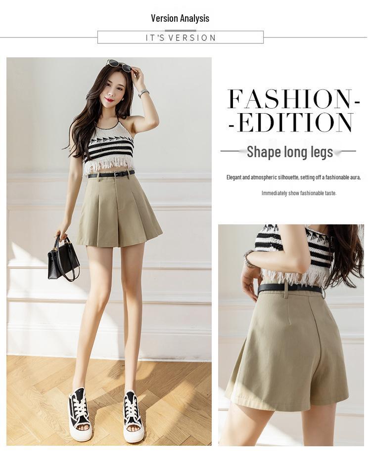Women's 2024 Summer High-Waist Pleated Skort with Wide-Leg Design: Korean Style & Versatile Casual Look