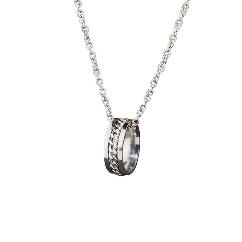 Brand All-Match Ring Necklace Dual-Use Men'S Pendant Simple Women'S Hip-Hop Personality Titanium Steel Accessories