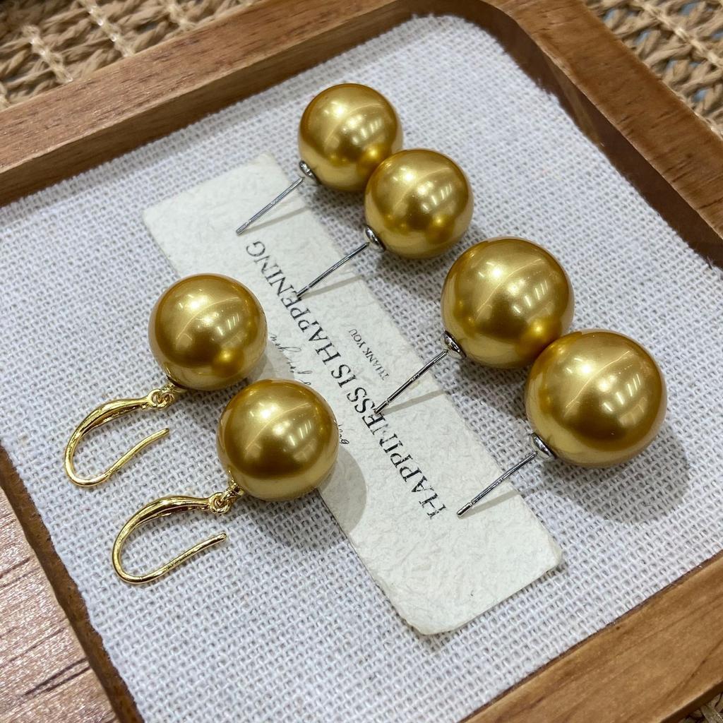 Ni Ni'S Same 12M Nanyang Gold Bead Round Necklace Women'S Light Luxury High-End Golden Collarbone Neck Chain