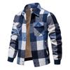 Men's Striped Plaid Casual Loose Button Lapel Long Sleeve Hooded Cardigan Shirt Jacket