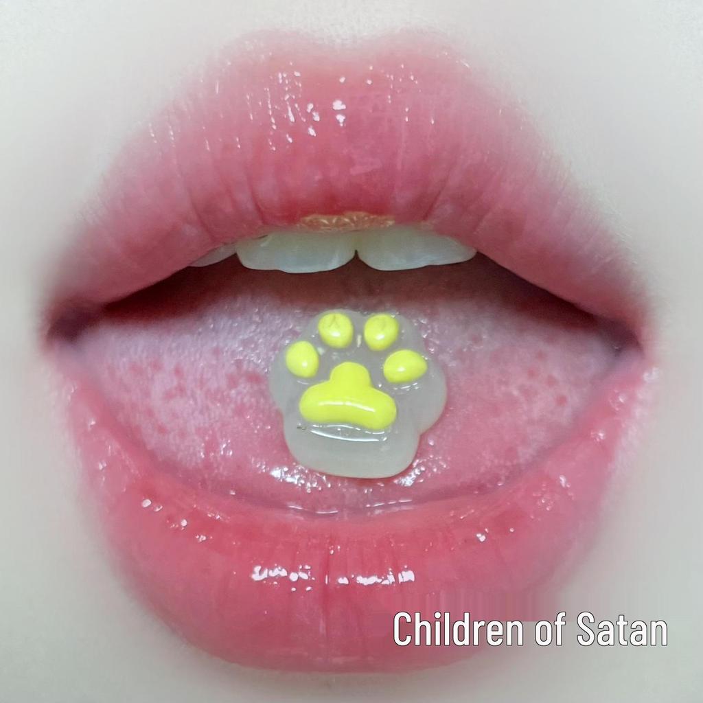 Cat Paw Tongue Stud - Cute Milk-like Piercing Jewelry