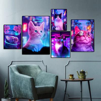 Toile de peinture animale effet néon, affiches Pop Art modernes imprimées, tableau d'art mural pour Bars décoratifs, cafés, salle de jeux en famille
