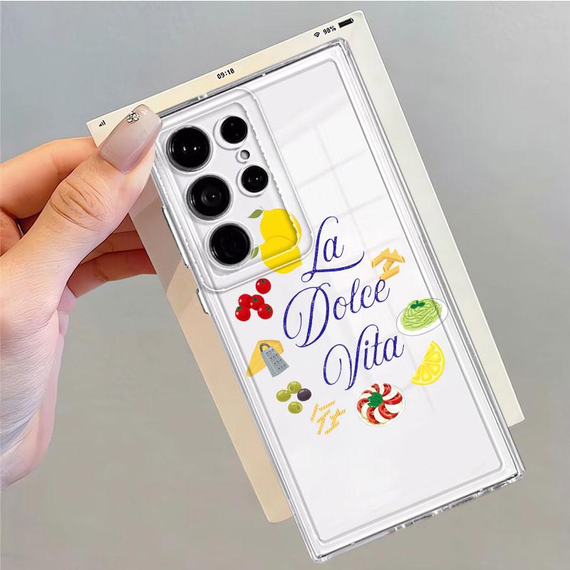 Case for Samsung Galaxy S26 S22 FE Note 20 Ultra 10 S20 Plus S21 S23 Ultra S25 Edge S24 Phone Cover Fruit Letters