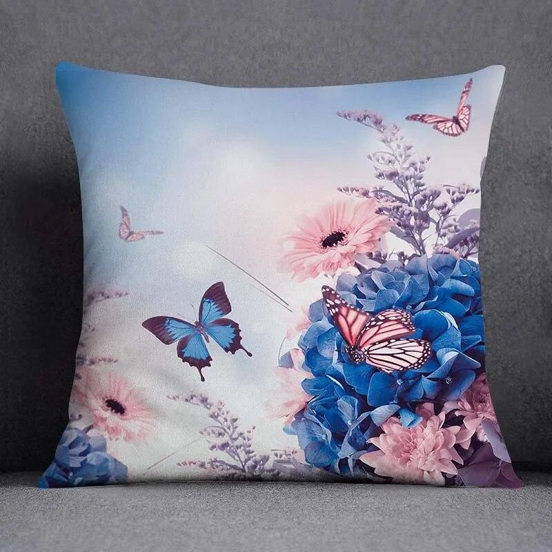 Fronha de almofada quadrada borboleta retrô para decoração de casa e escritório