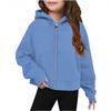 Girls' Big Kids Zip-Up Hoodie Long Sleeve Color Hooded Sweatshirt for Casual Wear