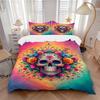 3PCs Sugar Skull Artwork Design Cover Set, Breathable Fabric, Machine Washable (1 Duvet Cover + 2 Pillowcases) (Without Quilt) Yy250911079