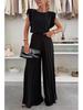 Women's Cross-Border 2025 Fashion: Sleeveless Round Neck Top & Pleated Wide-Leg Pants Two-Piece Set
