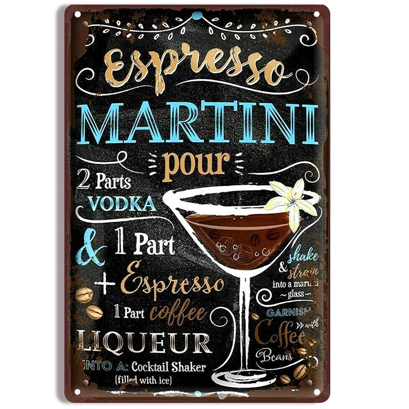

Classic Cocktail Metal Tin Signs Spanish Blackboard Style Poster for Bar Club Beverage Shop Wall Decor Plaque Home Vintage Plate 20x30cm