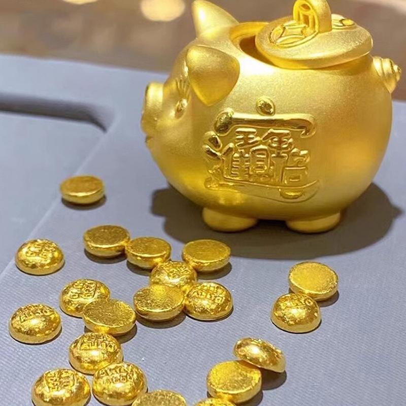 Portafortuna Maialino Dorato Carino, Ornamenti in Ottone, Scatola Porta Semi Dorata, Si Può Aprire il Salvadanaio, Regalo Maialino Carino Carino