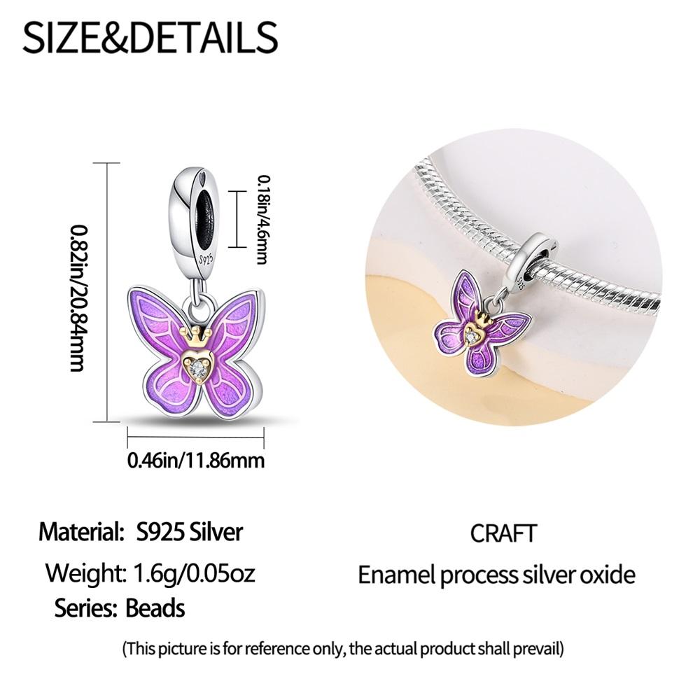 Authentic Copper Charm Bead Charms Luxury Purple Butterfly Pendant Bead Charms Compatible With Bracelets Diy Women Making Delicate Gift