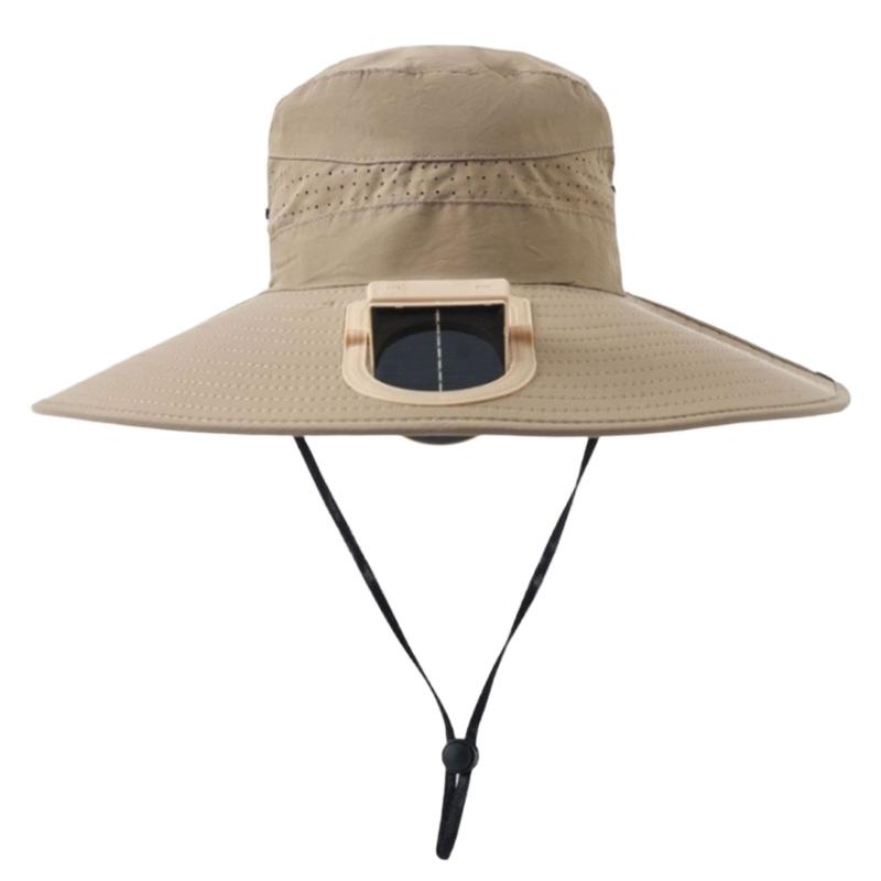 Rechargeable Outdoor Fisherman Hat Built In Fan Solar Charging Lightweight Breathable Sun Protection For Men Women