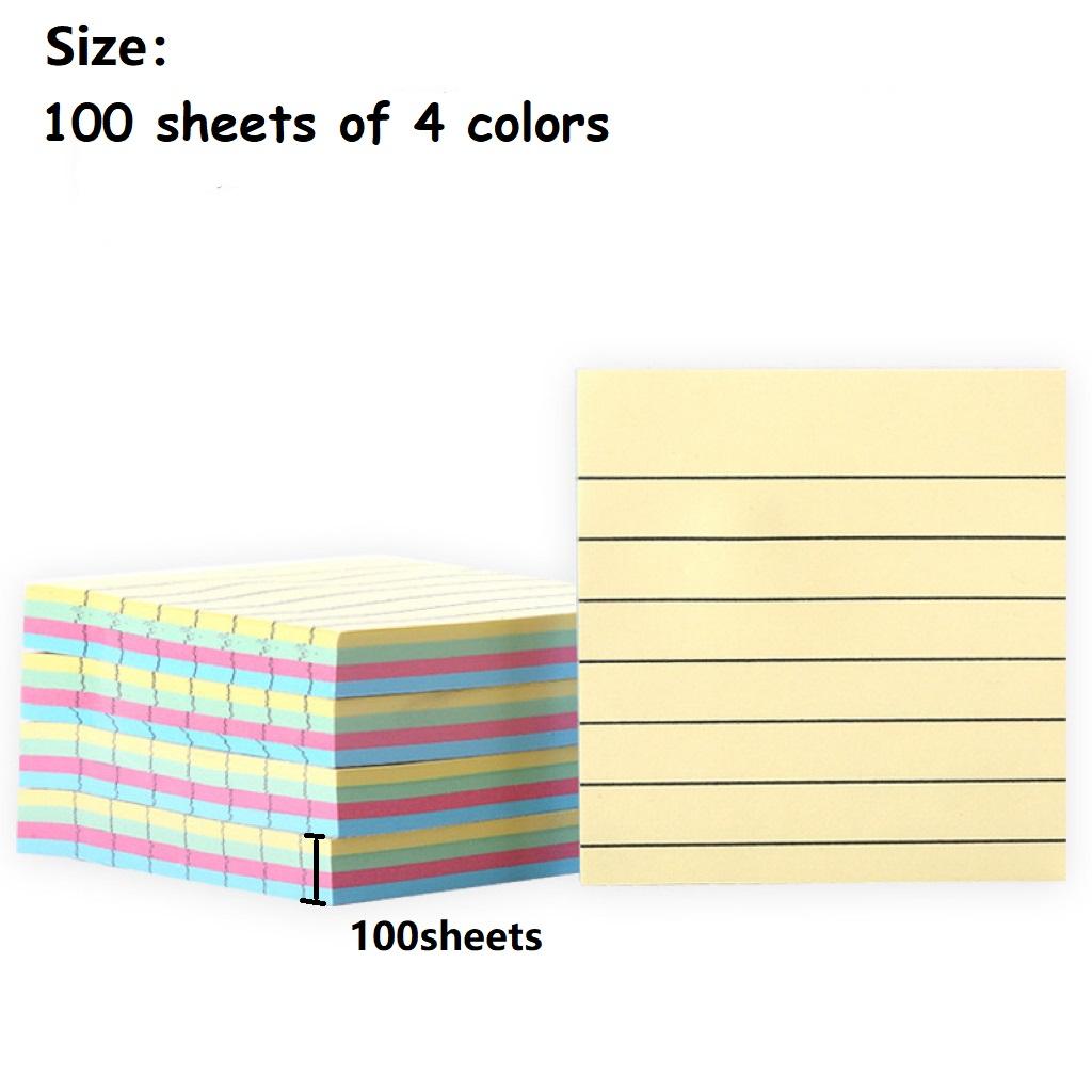 100-Sheet Lined Sticky Note Pad, Yellow or Assorted Colors
