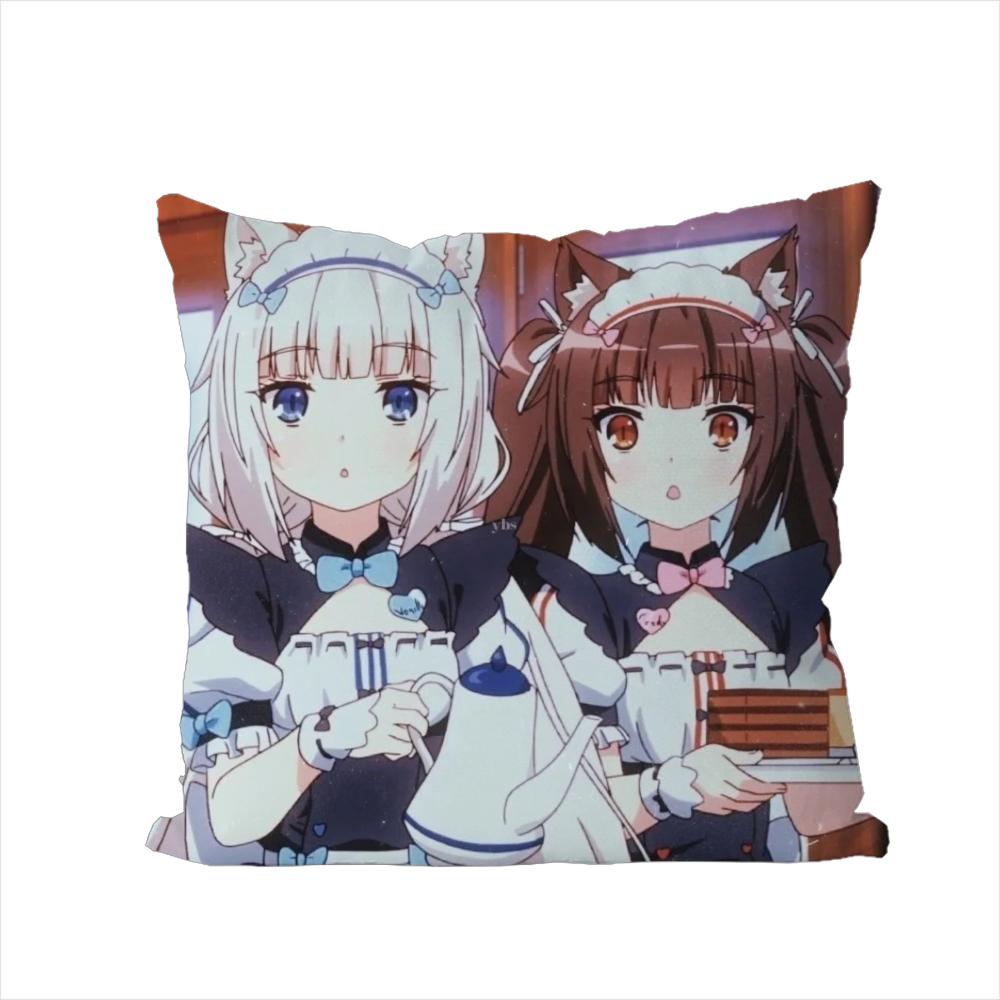 NekoPara Pillow Case For Car Sofa Decorative Home Doublesided Print Plush Square Throw Pillow Cushion Cover