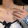 Pink Love Necklace Light Luxury Niche Women Pink Collarbone Chain Jewelry Girls Give Girlfriends