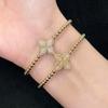 Vintage Morgan Flower Elastic Double Sided Flip Bracelet Brushed Diamond Clover Bangle for Women