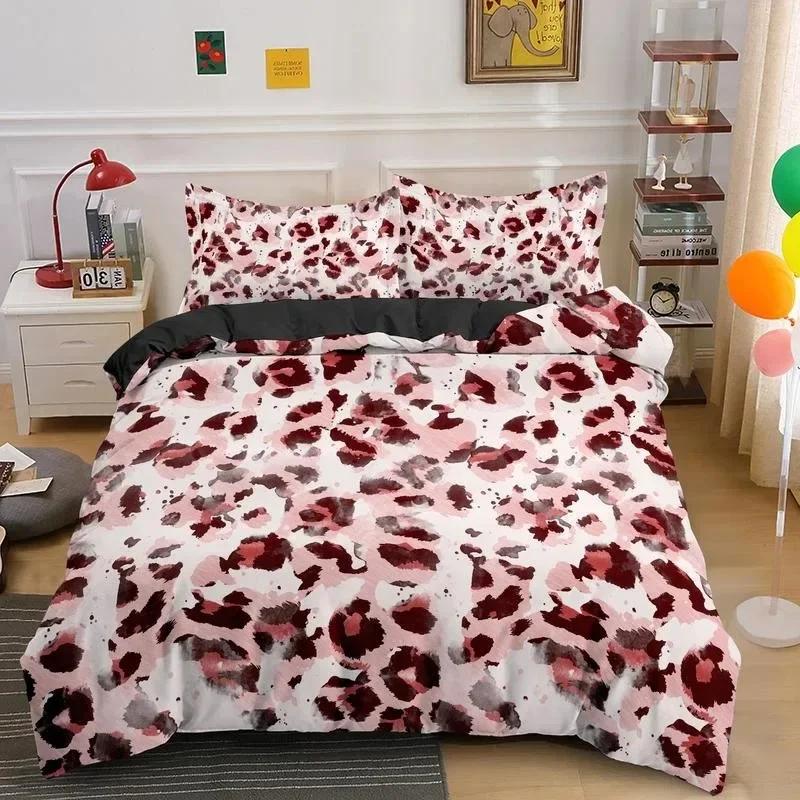 Leopard Print Animal Skin Comfortable Duvet Quilt Cover Pillowcase Bedding Set Children Bedroom Decoration Home Textile
