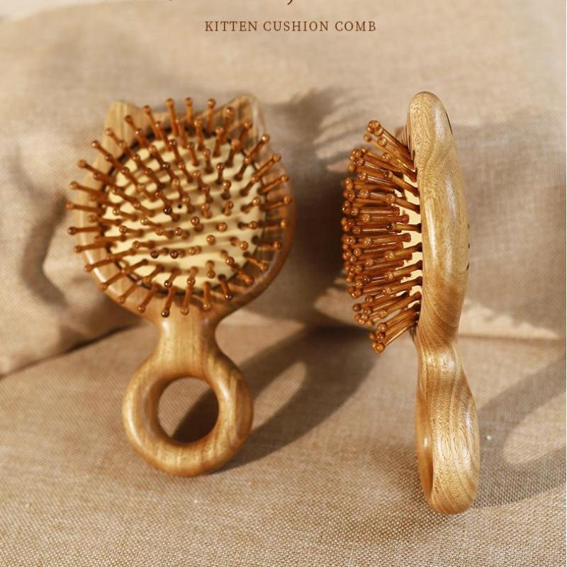 Garapa Cartoon Katze Holz Kopfhaut Massagekamm Meridiankamm Gezahnter Kopfhaarkamm Körper Verschönern Massage Gua Sha Schaben Pflege