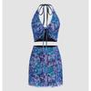 Export C * Mesh Sexy Halter Spaghetti Straps Short Top Skirt