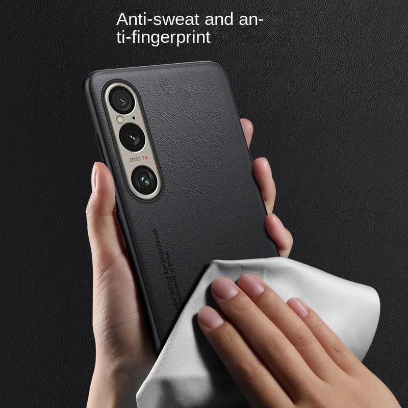 Carbon Fiber Plain Leder Telefon Fällen Für Sony Xperia 10 VI 5 V 1 IV Matte Silikon Weiche Stoßstange Abdeckung Für sony Xperia 1 VI 10 V 5 IV